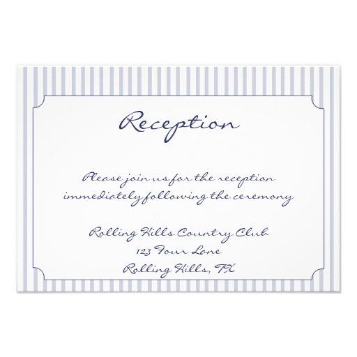 Nautical Anchor Grey Stripe Wedding Reception Personalized Announcement