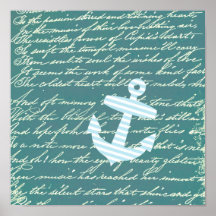 Nautical anchor in turquoise teal poster