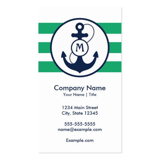 Nautical Anchor Monogram Business Card Templates (front side)