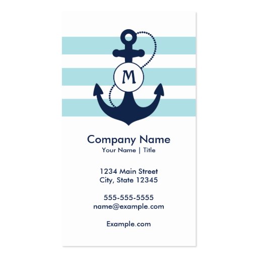 Nautical Anchor Monogram Business Cards