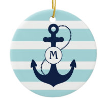 Nautical Anchor Monogram Christmas Ornaments