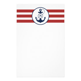 Nautical Anchor Monogram Custom Stationery