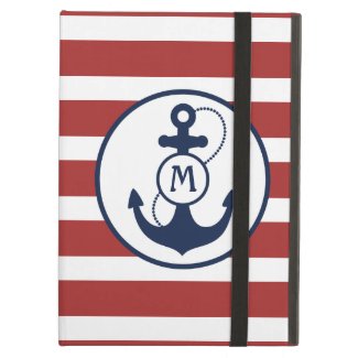 Nautical Anchor Monogram iPad Folio Cases