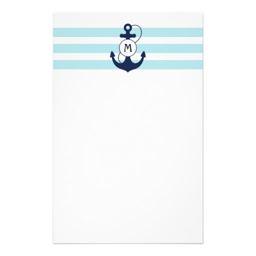Nautical Anchor Monogram Stationery Zazzle