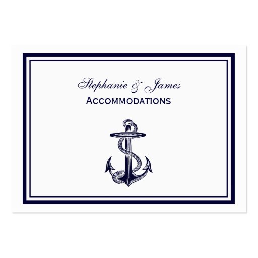 Nautical Anchor Navy Blue Framed 2 Accommodations Business Card
