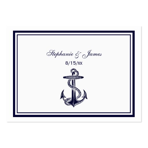 Nautical Anchor Navy Blue Framed 2 Place Cards #2 Business Cards (front side)