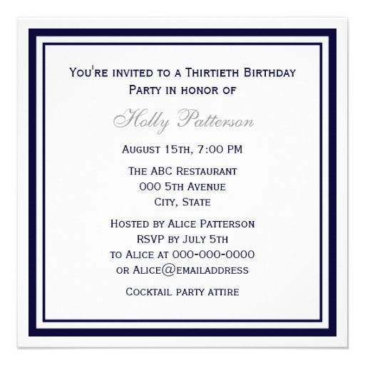 Nautical Anchor Navy Blue Framed 2S Birthday Party Custom Invitation