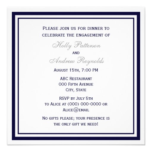 Nautical Anchor Navy Blue Framed 2SQ Engagement Invites