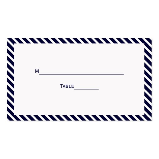 Nautical Anchor Navy Diag Stripe 2 Escort Cards Business Card Templates (back side)