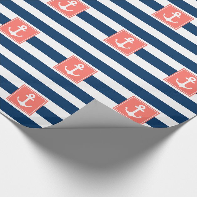 Nautical Anchor Navy Stripes for All Purpose. Wrapping Paper 4/4