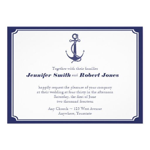 Nautical Anchor on Navy Wedding Invitation