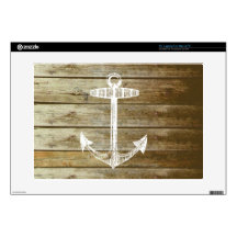 Nautical Anchor on wood graphic 15" Laptop Decal