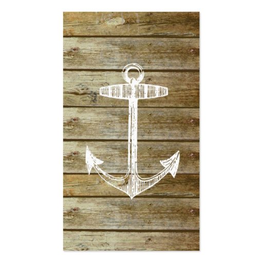 Nautical Anchor on wood graphic Business Card Templates (back side)