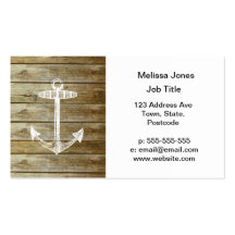 Nautical Anchor on wood graphic Business Card Templates