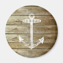 Nautical Anchor on wood graphic Magnets