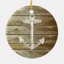 Nautical Anchor on wood graphic Ornament