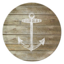 Nautical Anchor on wood graphic Plate
