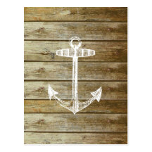 Nautical Anchor on wood graphic Postcard