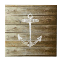 Nautical Anchor on wood graphic Tiles