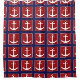 Nautical Anchor Pattern Red White and Navy Blue