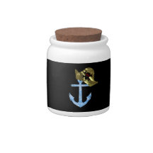 Nautical Anchor & Sailor Skull Hat Candy Jar