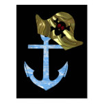 Nautical Anchor & Sailor Skull Hat Postcards