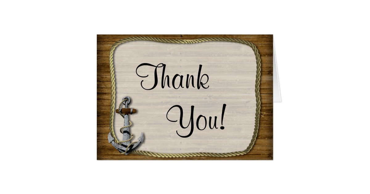 Nautical Anchor Thank You Card Zazzle