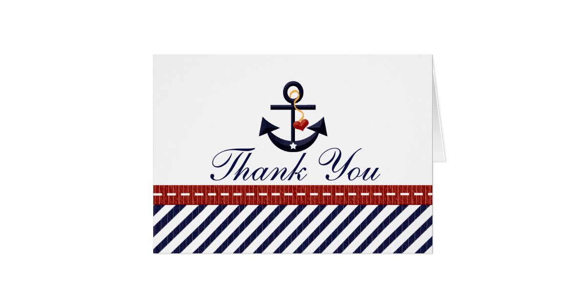 Nautical Anchor Thank You Notes Cards Zazzle