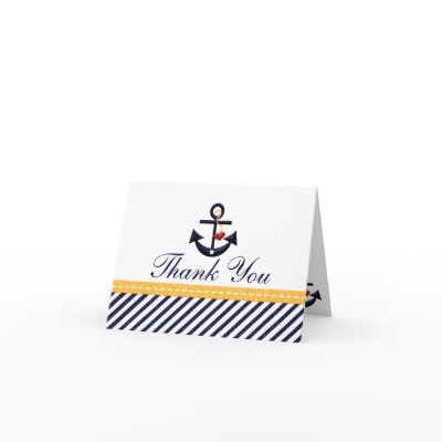 Nautical Anchor Thank You Notes Cards Yellow