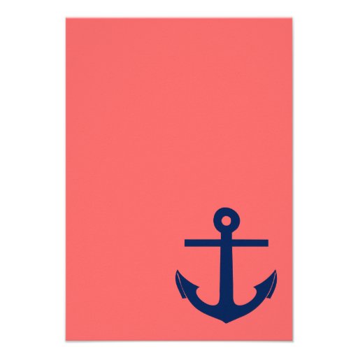 Nautical Anchor Wedding Invitation Enclosure Coral