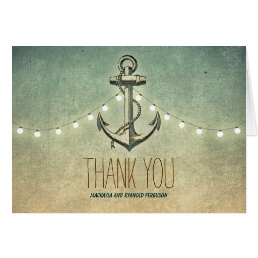 Nautical Anchor Wedding Thank You Card Zazzle