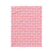 small print pattern vintage Nautical Anchors Aweigh Pink Fleece Blanket