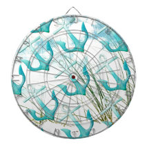 Nautical Anchors Beach Ocean Seaside Coastal Theme Dartboards