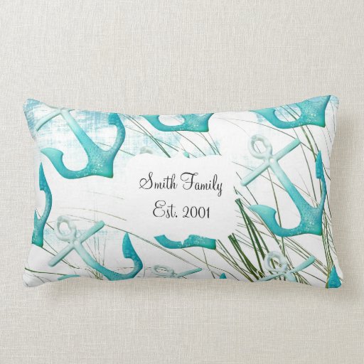 Nautical Anchors Beach Ocean Seaside Coastal Theme Pillow Zazzle