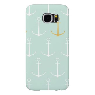 Nautical anchors preppy girly blue anchor pattern samsung galaxy s6 cases