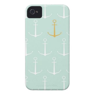 Nautical anchors preppy girly blue anchor pattern iPhone 4 case