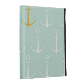 Nautical anchors preppy girly blue anchor pattern iPad folio cases