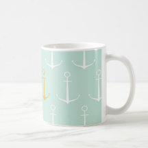 Nautical anchors preppy girly blue anchor pattern coffee mug