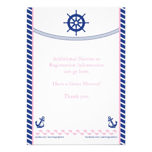 Nautical Baby Girl Baby Shower Invitation