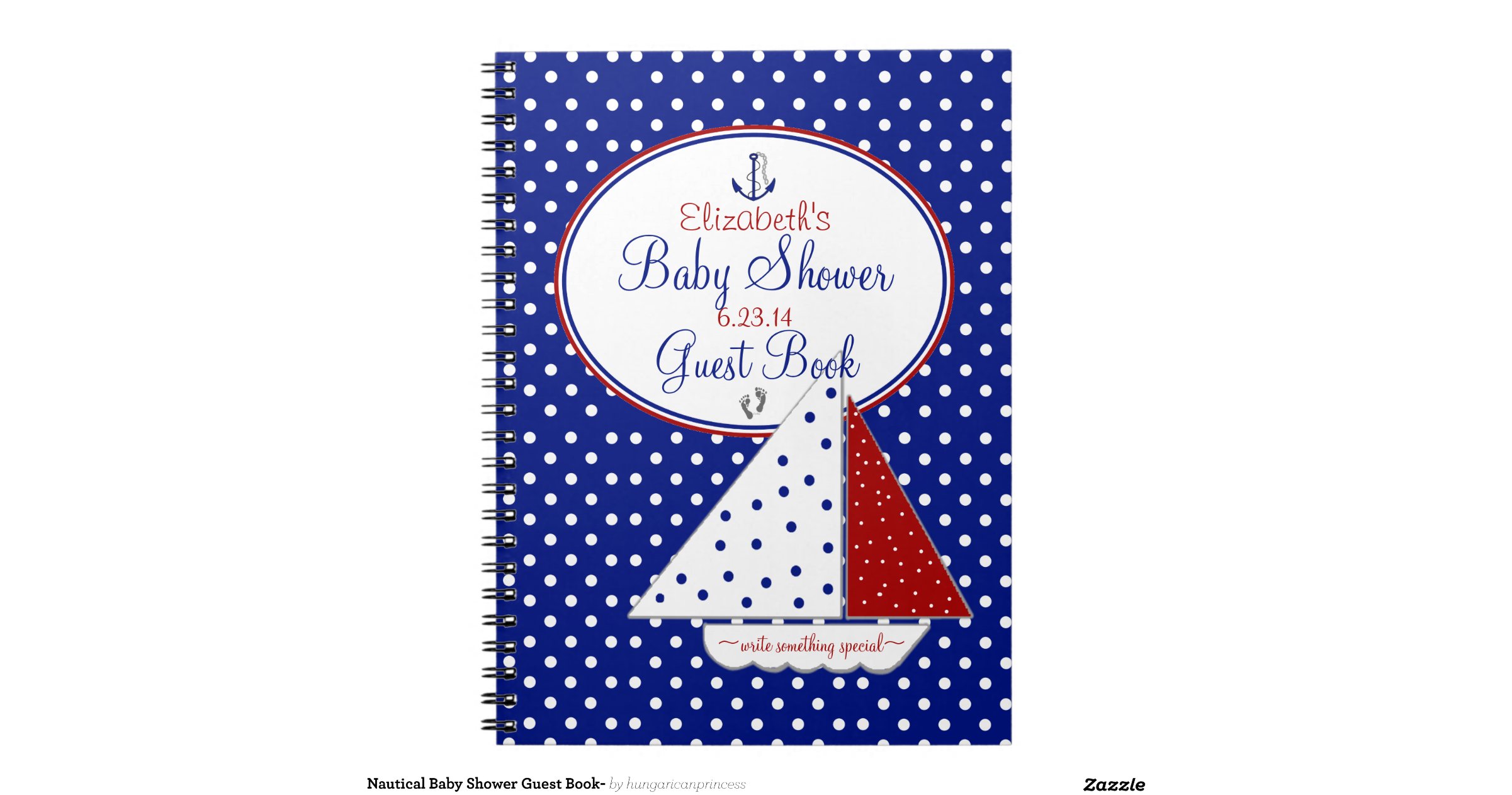 Nautical-Baby Shower Guest Book- Spiral Notebook | Zazzle