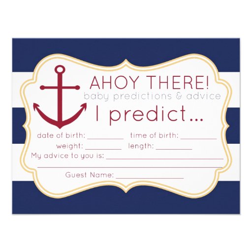 Nautical Baby Shower Predictions & Advice Card