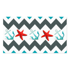 Nautical Beach Theme Chevron Anchors Starfish Business Cards