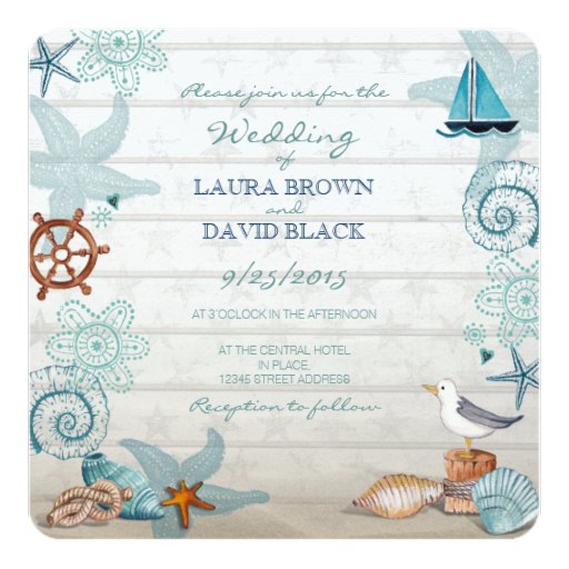 Nautical Beach Wedding Invitation Photo Custom Invitations