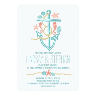 Nautical beach wedding invitations