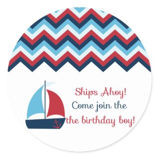 Nautical Birthday Boy Cupcake Topper/Sticker sticker