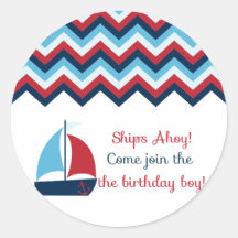 Nautical Birthday Boy Cupcake Topper/Sticker