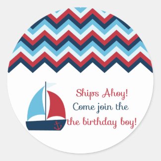 Nautical Birthday Boy Cupcake Topper/Sticker