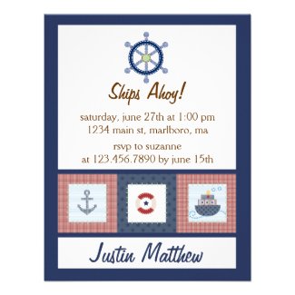 Nautical Birthday Party Personalized Invitation