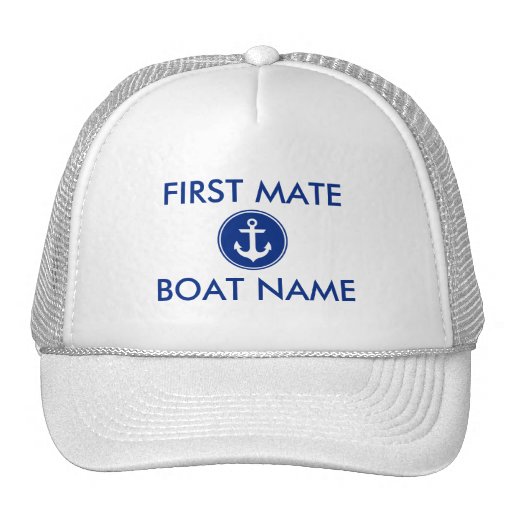 Nautical Blue Anchor Personalized First Mate Hat W Zazzle