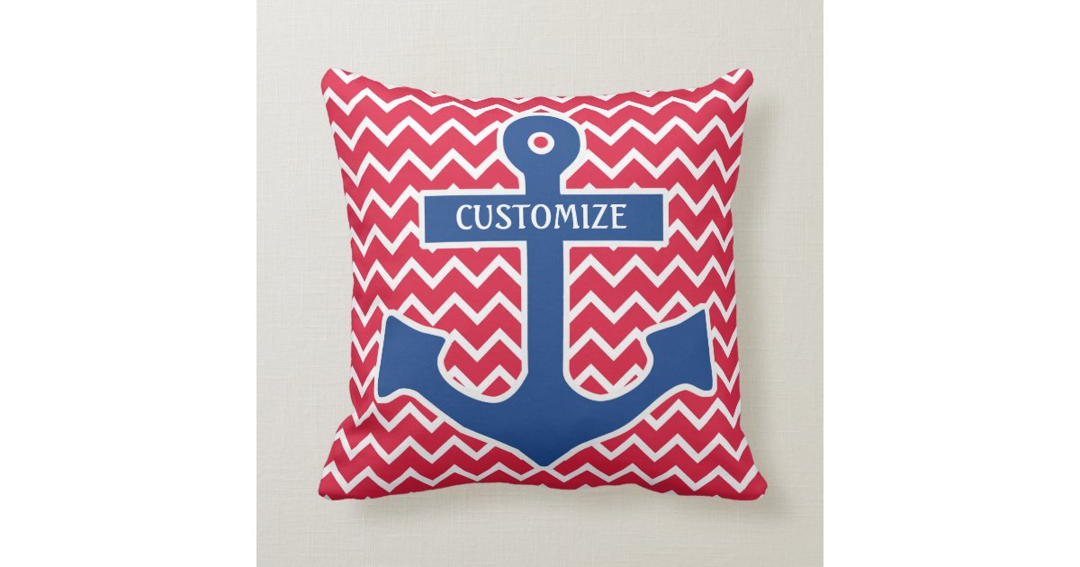 Nautical Blue Anchor Pillow Zazzle